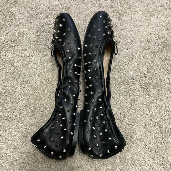 Sam Edelman Black Leather Studded Flats - Picture 3 of 5